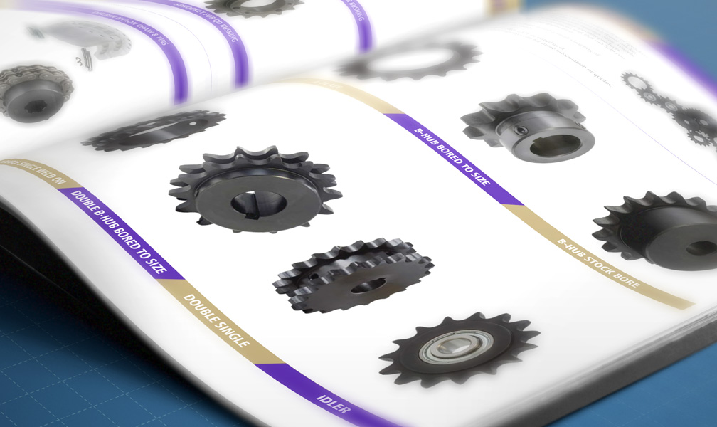 Parts Brochure with photos of industrial sprockets for agricultural and mechanical use